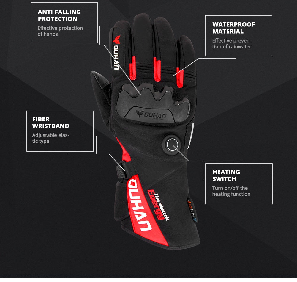 NEW Unisex Premium Motorcycle Heated Gloves With Storage box